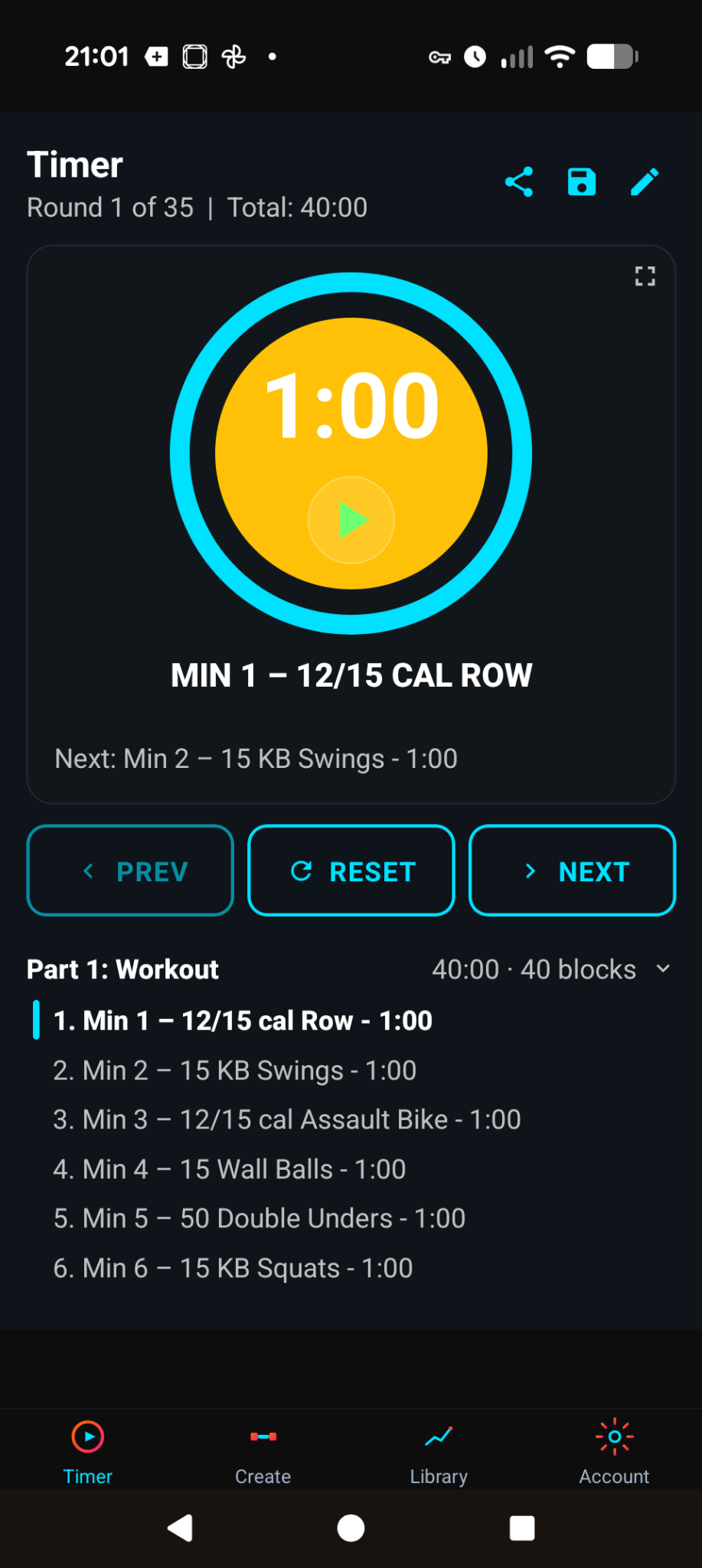 SnapWOD workout timer screenshot